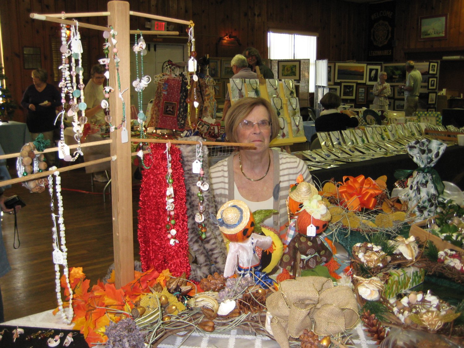  Julie Tompkins exhibited oyster and okra angels, Christmas balls, shell ornaments, and more.  