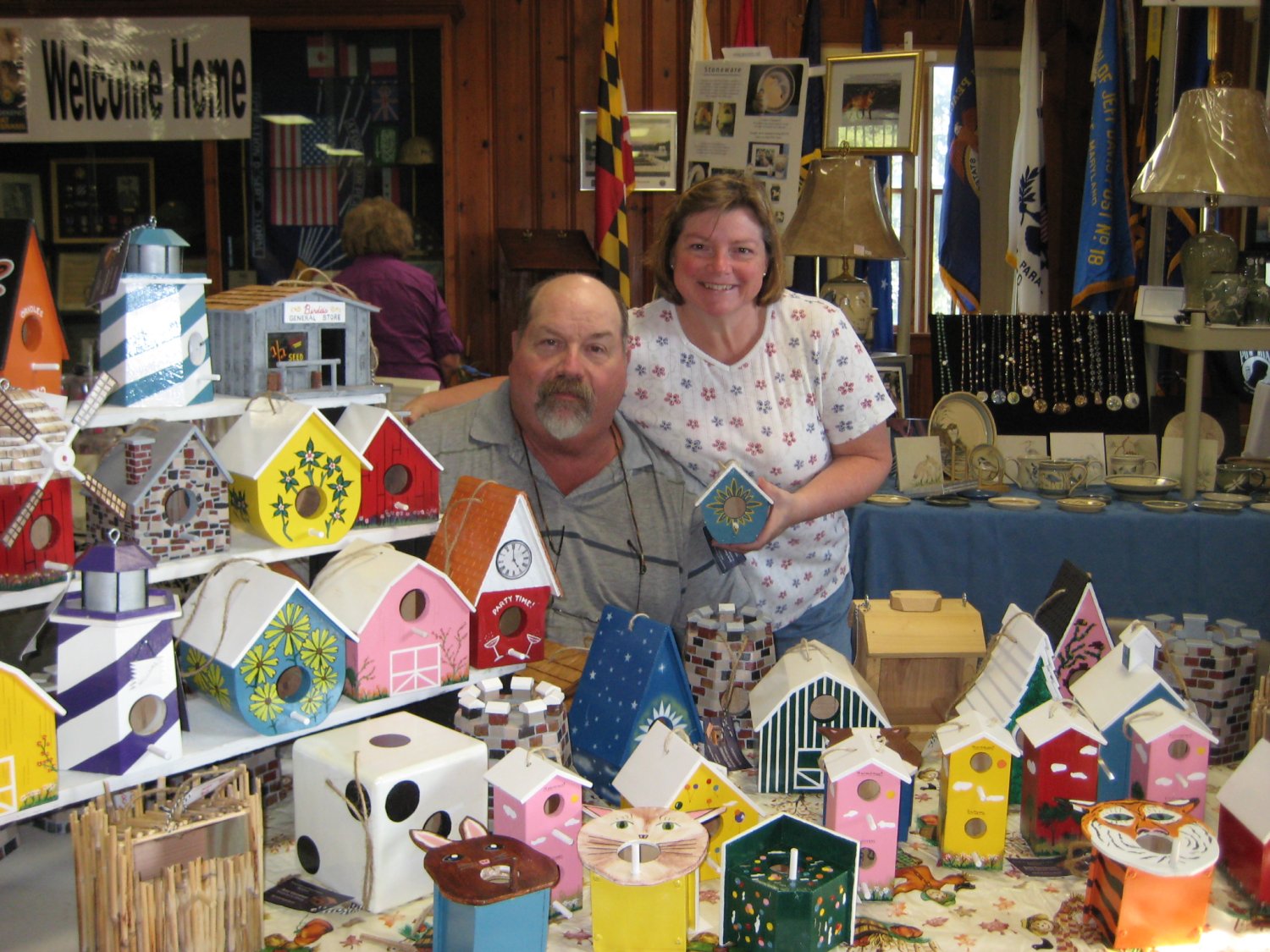  Jerry and Brenda Gessaman showed handcrafted and handpainted bird houses and bird feeders.  