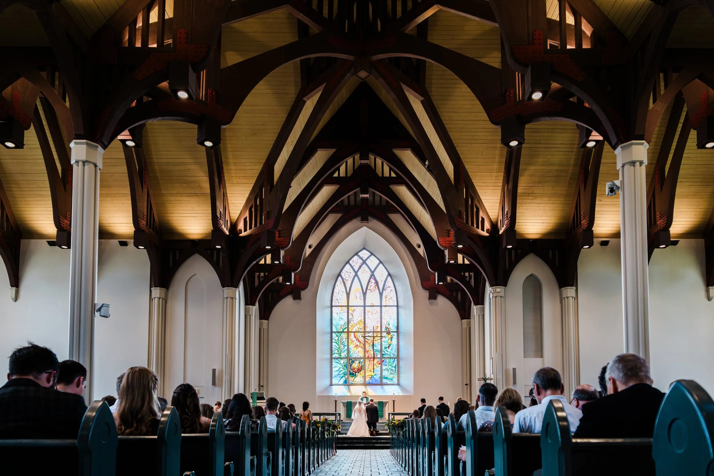 A wedding ceremony in an ornate church at Concordia Seminary St. Louis, Missouri.