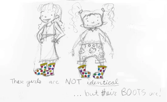 These girls are NOT identical...but their BOOTS are!