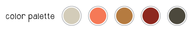 I was on Brandi Powell's website a few weeks ago and grabbed a screenshot of this beautiful palette that she had put together. I was inspired by these colors, although mine are not a perfect match, since my gray has a bit too much red in it and i went with a blue tone rather than the more yellow tone of the center color.