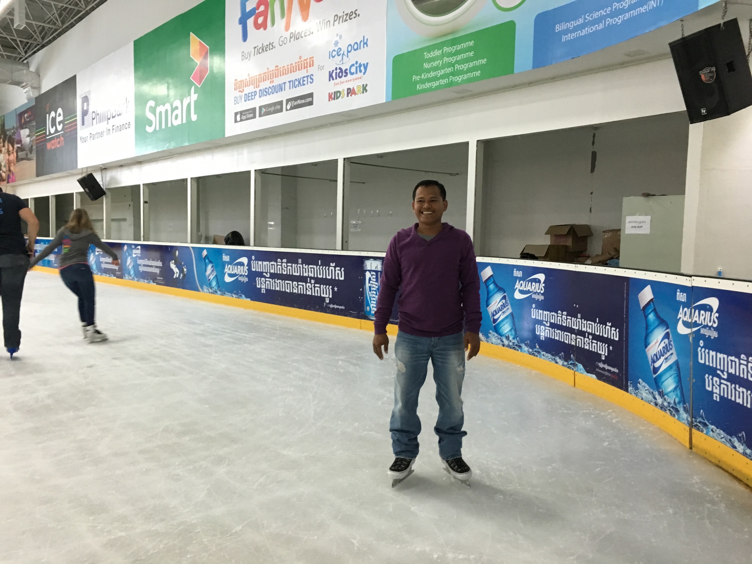 Pheaktra first time ice skating.