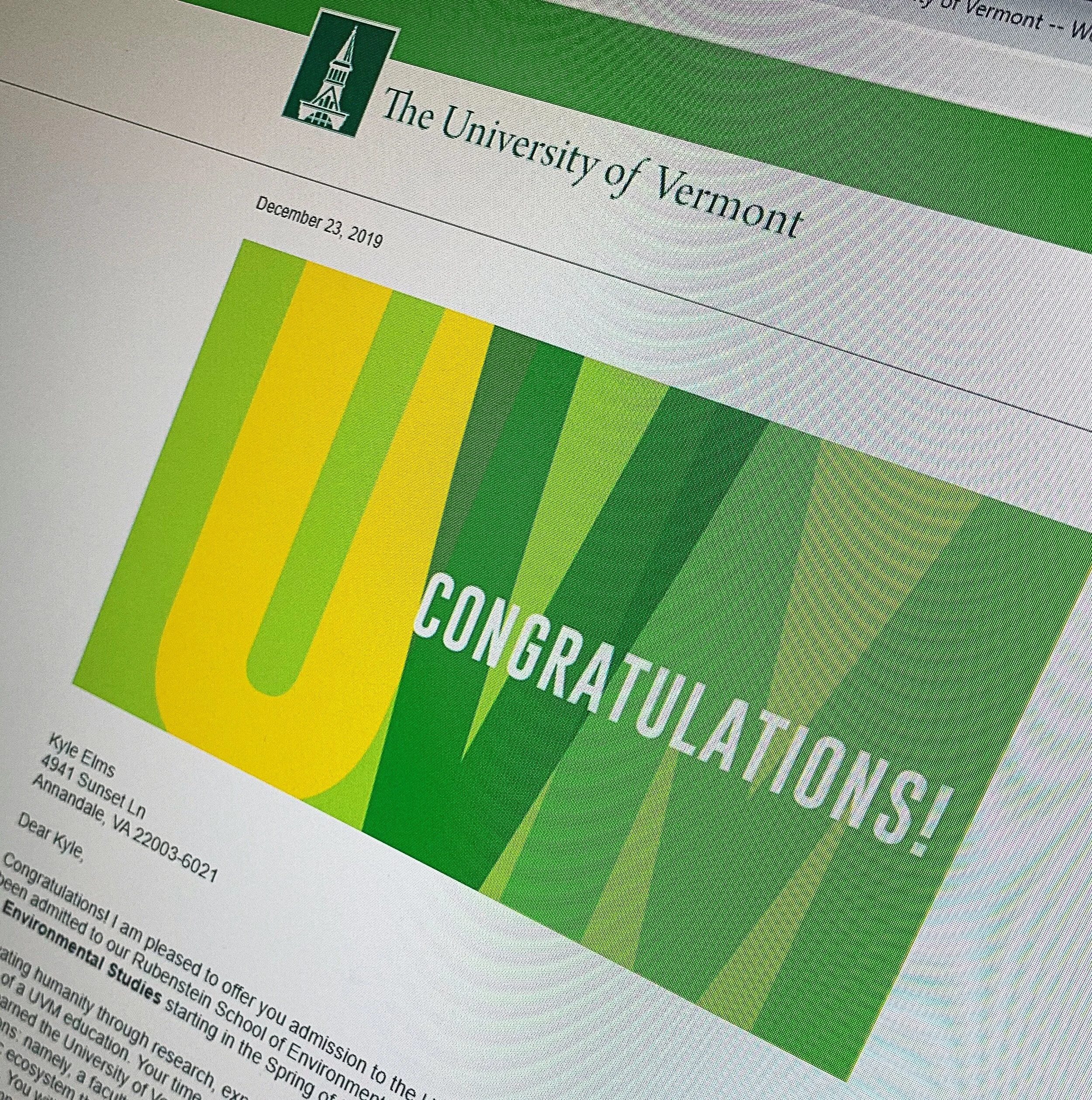 He's Going to Vermont!