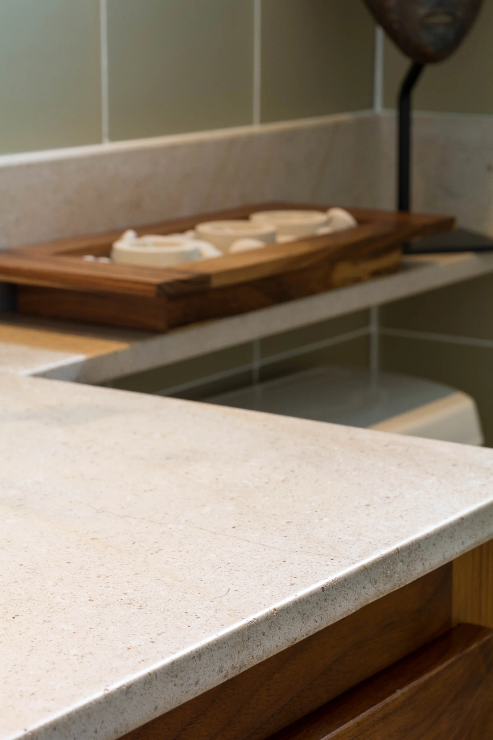 Limestone vanity top detail