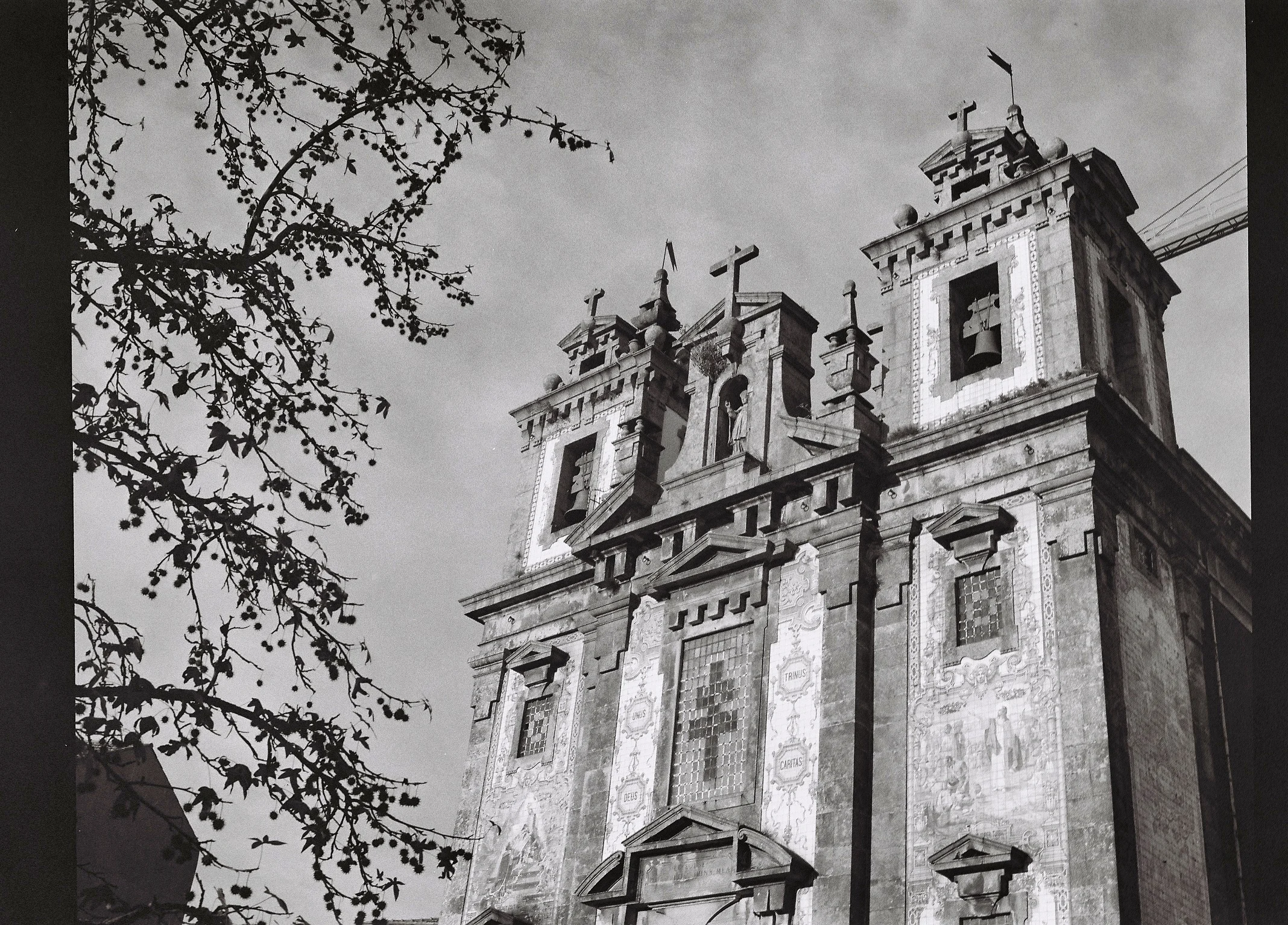 Architectural shot of a church in Porto