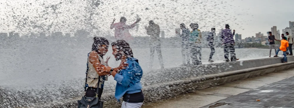 Hasselblad XPan along Marine Drive with a splash of Monsoon from the Arabian Sea
