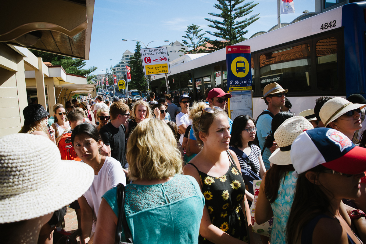  New years day puts a big strain on public transport as more people want to get to the beach, but there are less services. 