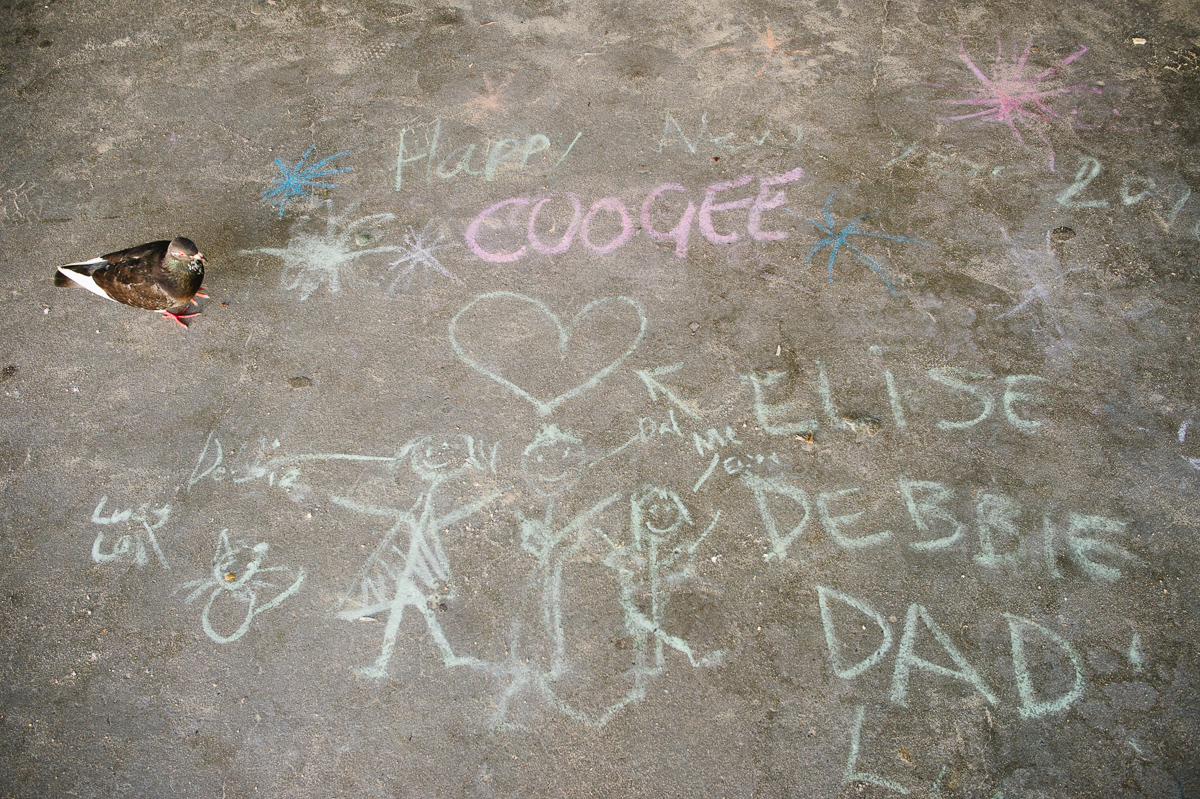 A childs chalk drawing of the Coogee new yearss Fireworks.