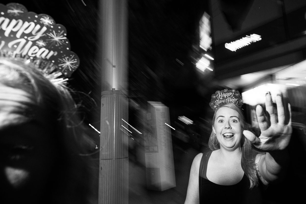 Only a few people who wearing NYE hats to celebrate.