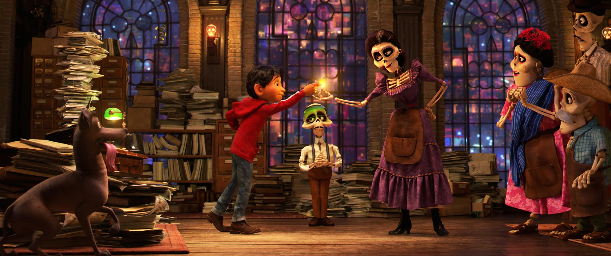 BLESSED? – Aspiring musician Miguel learns from the head clerk in the Department of Family Reunions in the Land of the Dead that he’ll need a blessing from a family member to return to the Land of the Living. But Miguel’s great-great-grandmother Mamá Imelda’s blessing comes with an unfortunate condition. Featuring Anthony Gonzalez as the voice of Miguel, Gabriel Iglesias as the voice of the clerk and Alanna Ubach as the voice of Mamá Imelda, Disney•Pixar’s “Coco” opens in U.S. theaters on Nov. 22, 2017. ©2017 Disney•Pixar. All Rights Reserved.