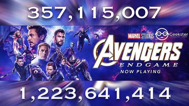 357,115,007 US, 1,223,641,414 worldwide.
Wow.... #avengersendgame #endgame #boxoffice #mcu #marvel @marvel @marvelstudios @avengers @therussobrothers @disneystudios @yesplanetil @hotcinema @cinemacityisrael @disney