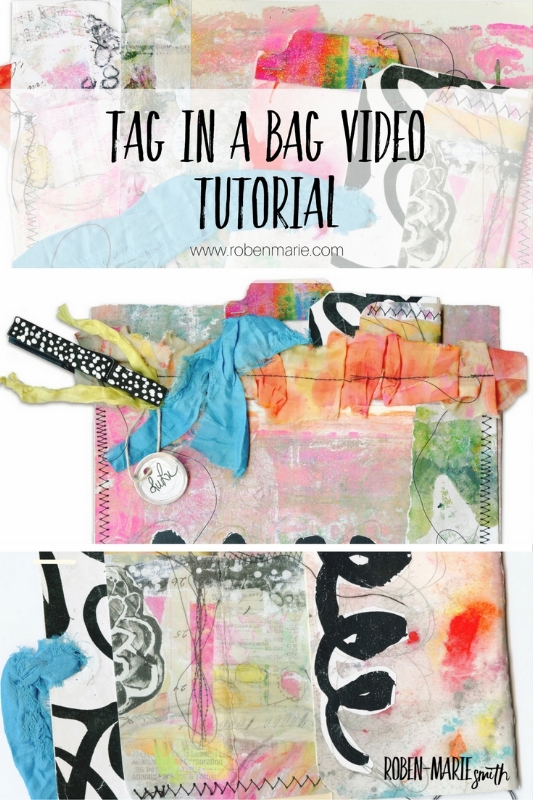 Tag in a Bag Video Tutorial with Roben-Marie Smith. Join @robenmarie as she walks you through this easy and fun tutorial as part of her #playingtagartchallenge. #diy #mixedmedia #tagart