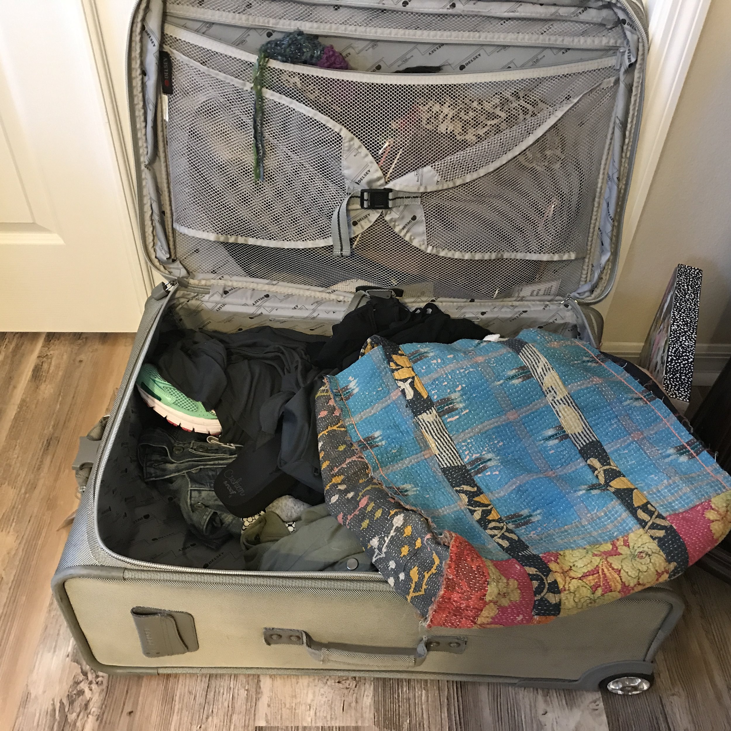 Unpacking a suitcase