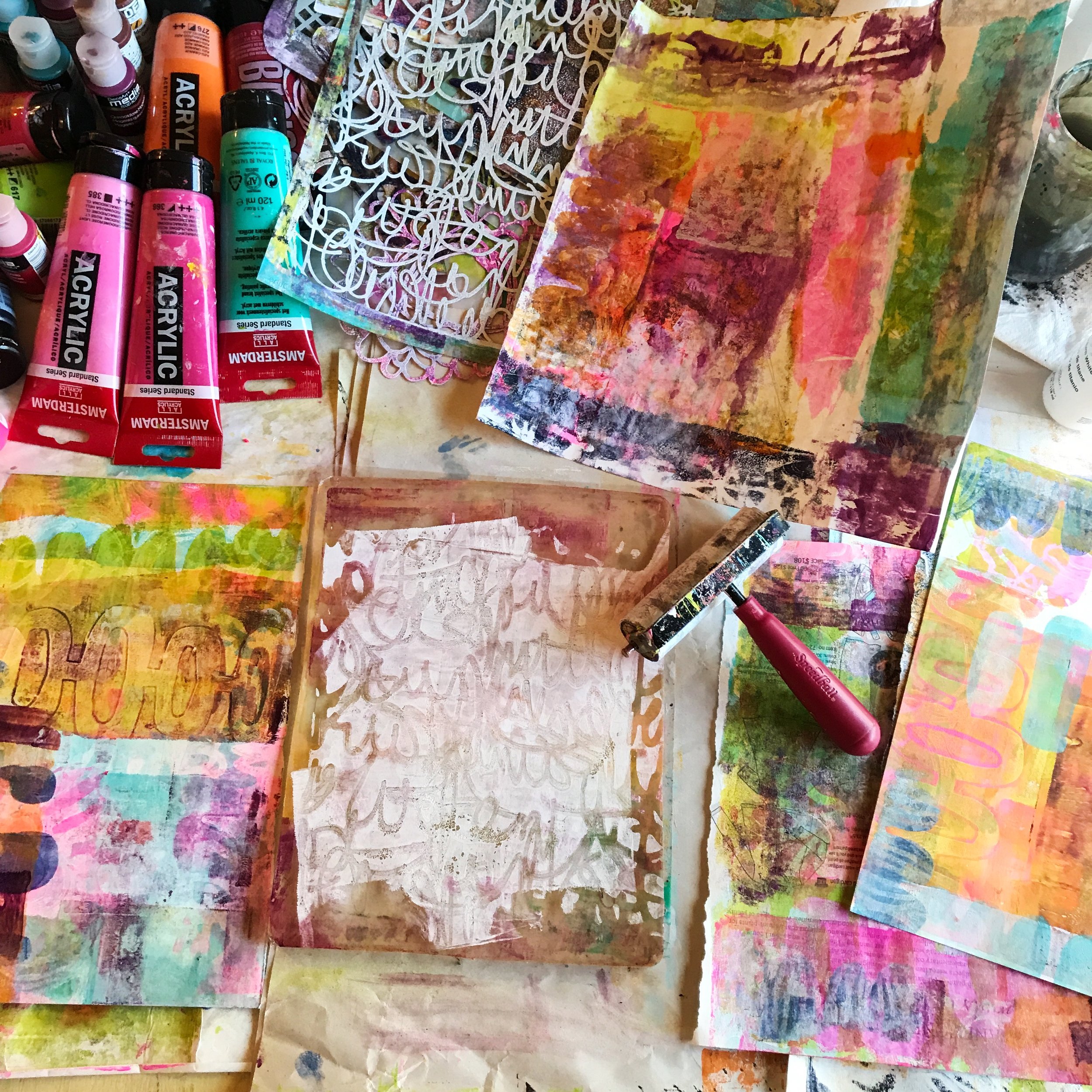 GOING ARTY 4  Laser Printed Papers Mixed Media, Collage & Gel Printing -  PM Artist Studio
