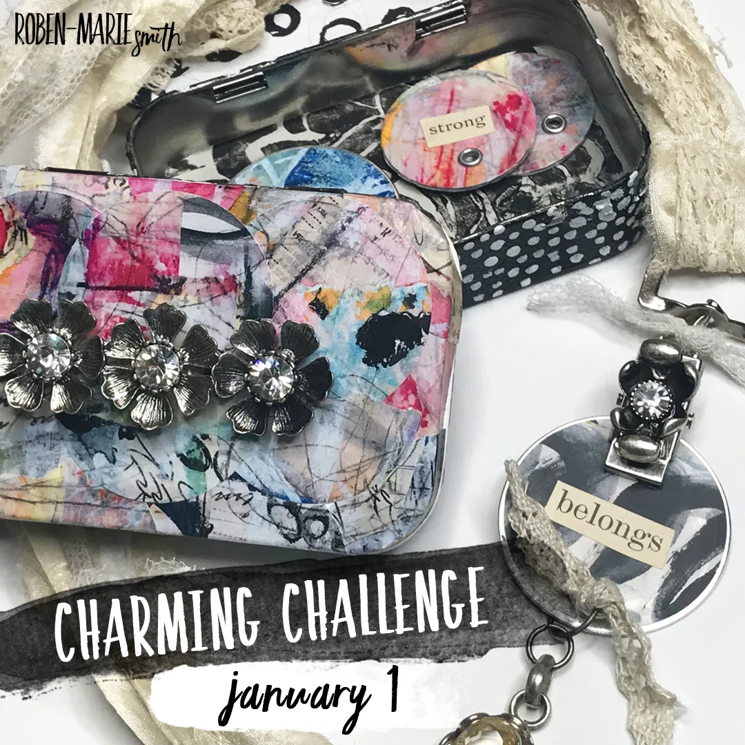 Join Roben-Marie Smith for her free Charming Challenge beginning January 1 on Instagram. Want to make a Charming Box and Necklace just like her's? Sign up for her Charming Affirmations Workshop and she will show you how! Also, grab your free download of my Affirmationa Alphabet Worksheet. @robenmarie #diy #jewelry #affirmations #altoidstins #sariribbonjewelry #robenmarie #robenmariesmith #altoids