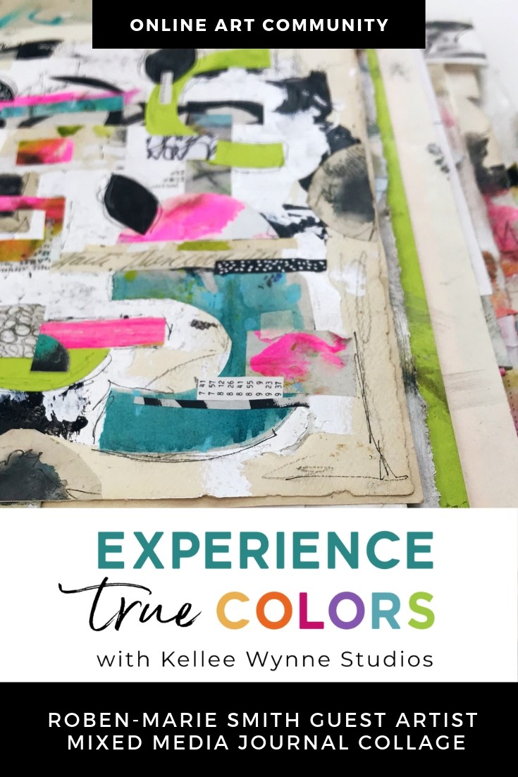 The True Colors Art Program™ with Kellee Wynne Studios provides a unique subscription-based membership for artists that delivers quality content, inspiring lessons and a supportive community on a weekly schedule. Guest artist Roben-Marie Smith Smith teaches collage and mixed media art journaling. #artjournaling #mixedmedia