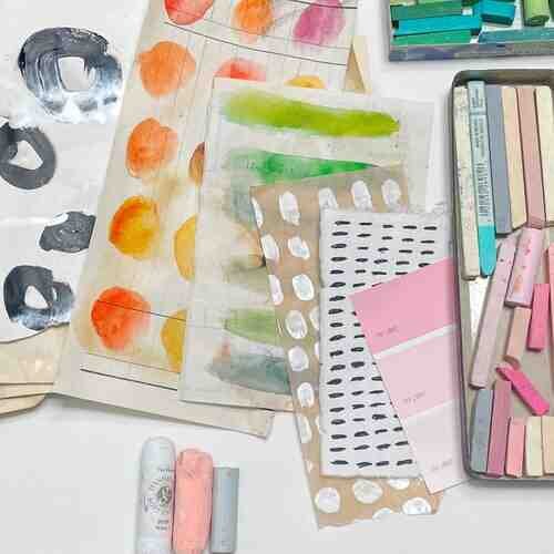 Art supplies on table