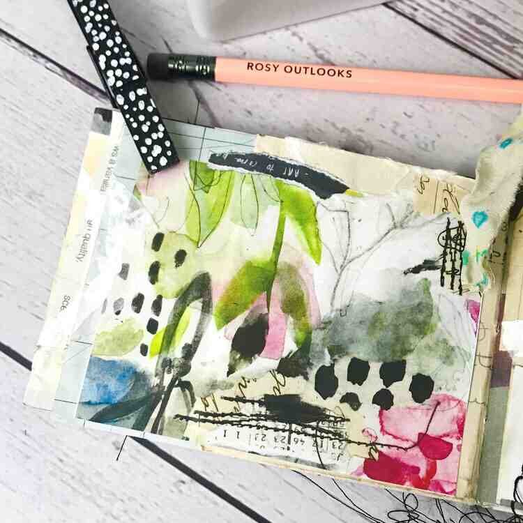 Mini art journal page with clip