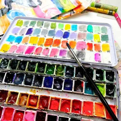 watercolor palette Digital painting Serving Tray