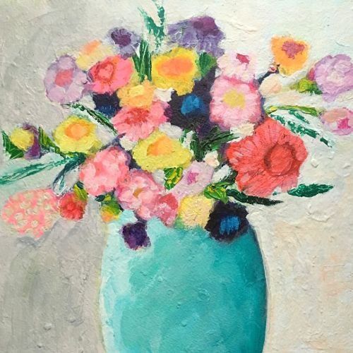 Bright flower painting by Yolanda Ray
