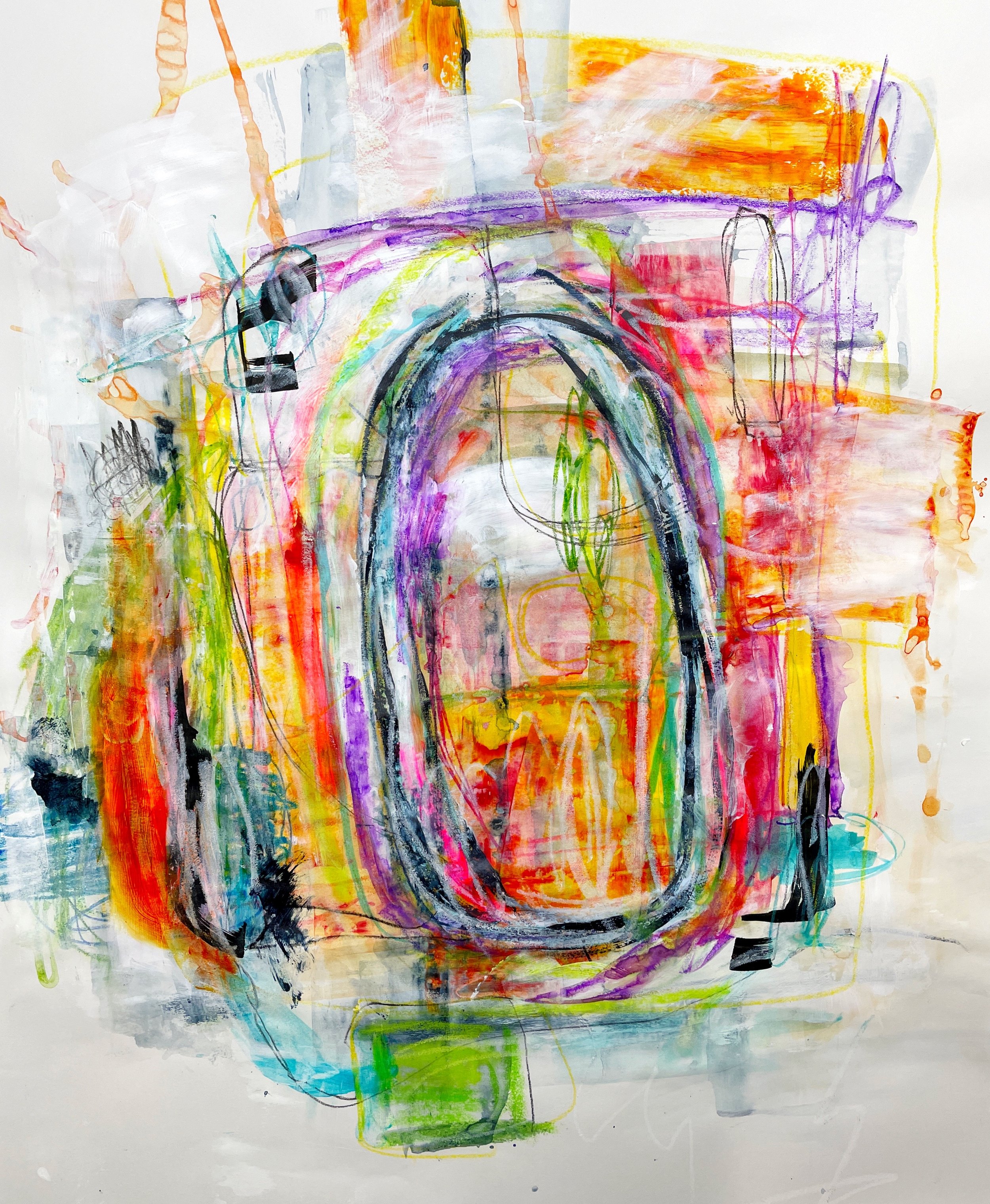 Mixed Media Abstract Painting Demo on Sketch Paper