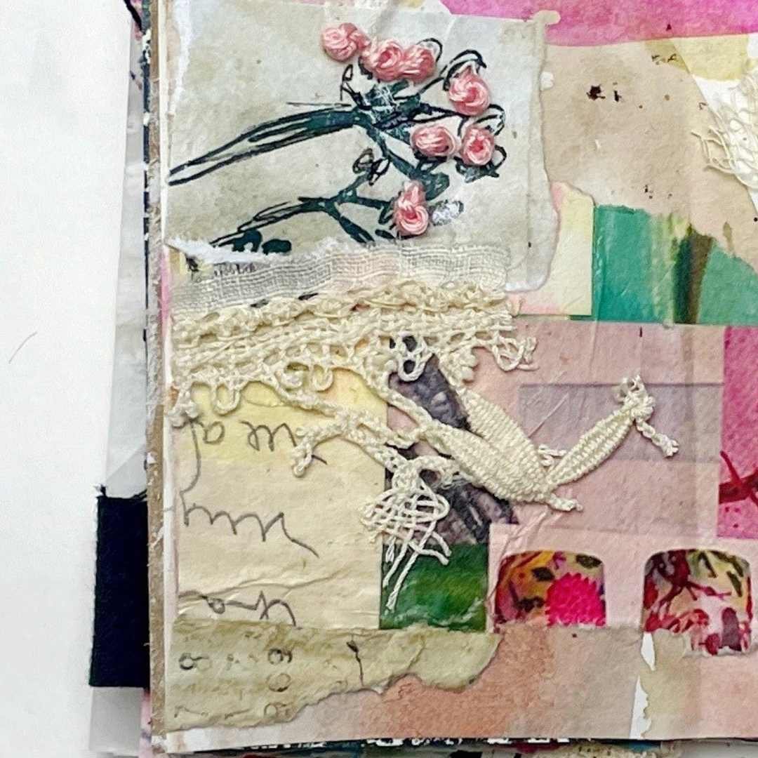 Hand stitching in art journaling video DEMO