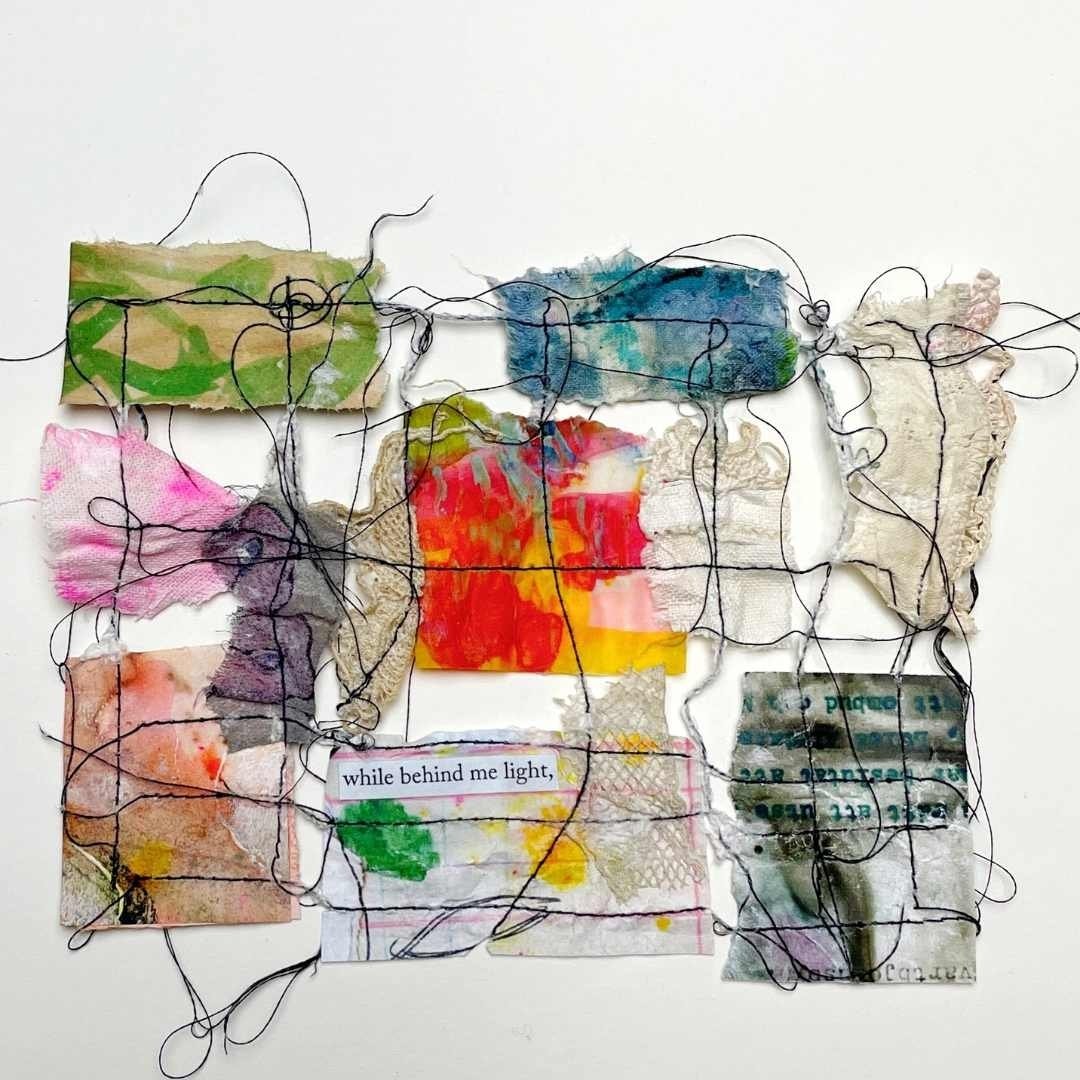 Day 63/100 While Behind Me Light 💡

Still cruising along with The 100 Day Project.  Stitched collages with fabric, paper, lace and ribbon. 😊

#100daysofwishingthreads #fabric #thread #textiles #handmadelife #artistsatwork #artprocess #artcommunity 