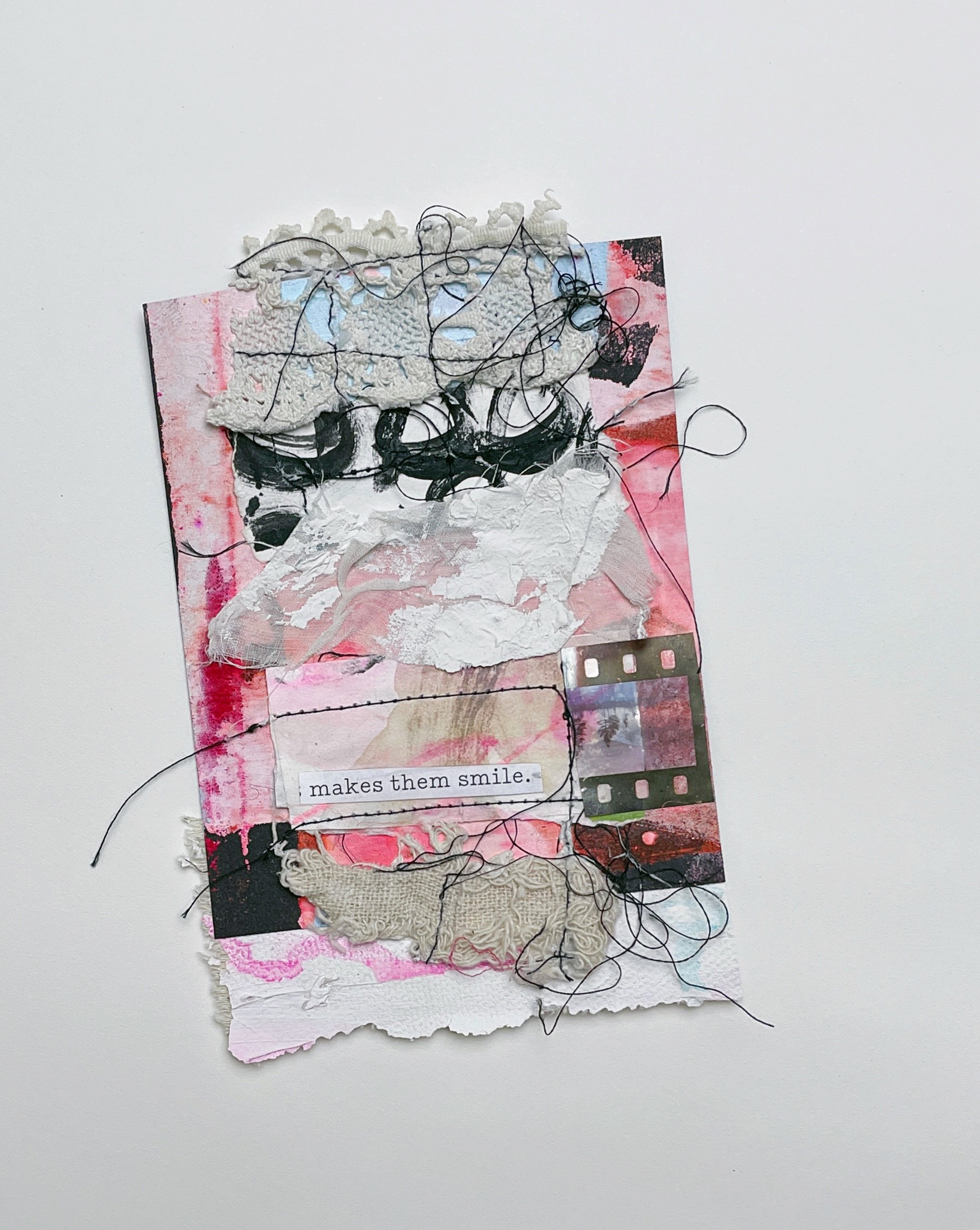 Torn Layers And Film Strip With “Makes Them Smile” Text