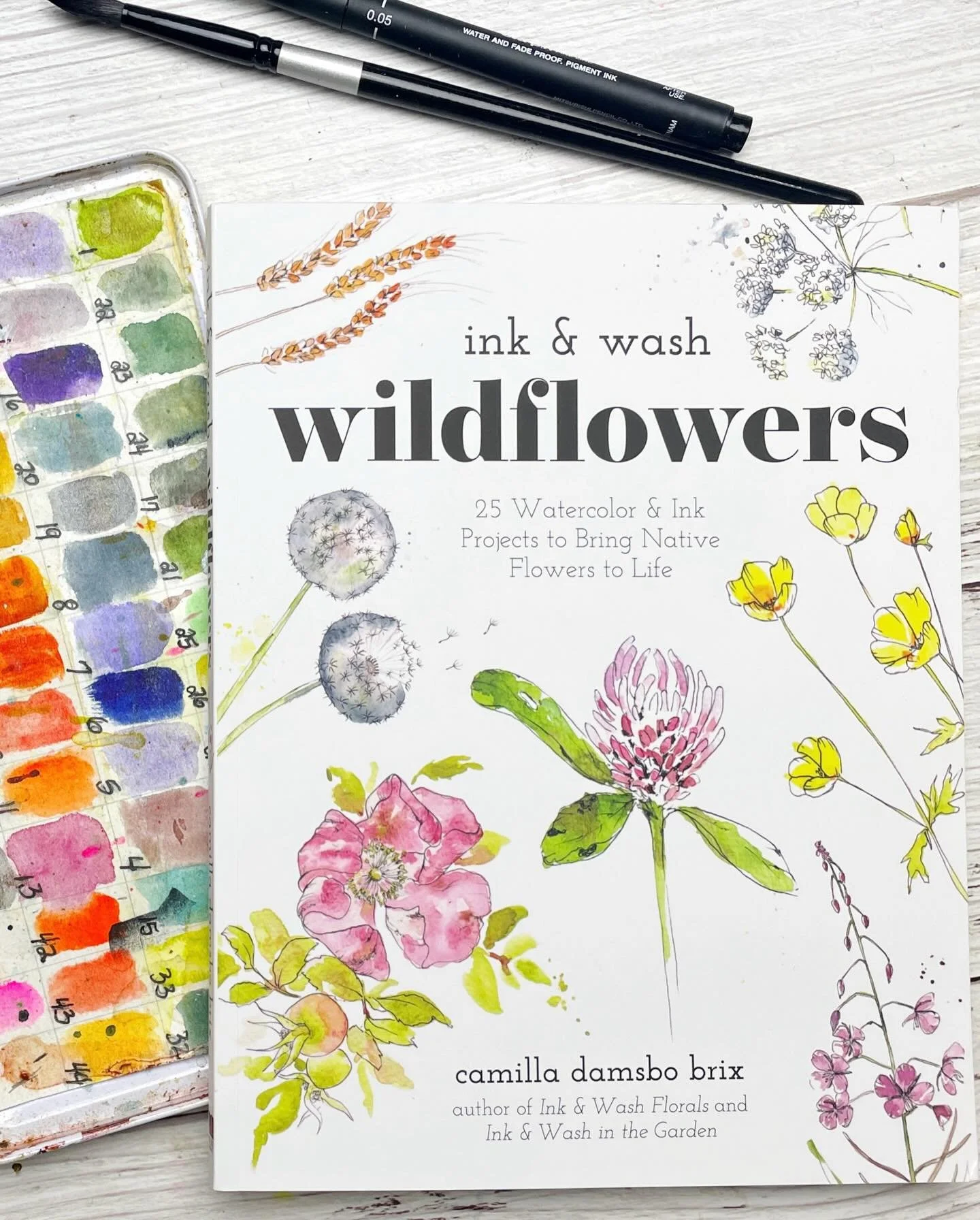 Here&rsquo;s another little peek at what I&rsquo;ve been creating from Ink &amp; Wash Wildflowers by Camilla Damsbo Brix. 🌸✨ @camilla_damsbo_art
⠀⠀⠀⠀⠀⠀⠀⠀⠀
For this piece, I followed her clover tutorial, and she had me smiling right from Step 2. She 