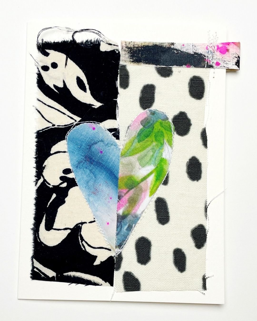 Collaged Fabric Heart by Roben-Marie Smith inside The Roben's Nest