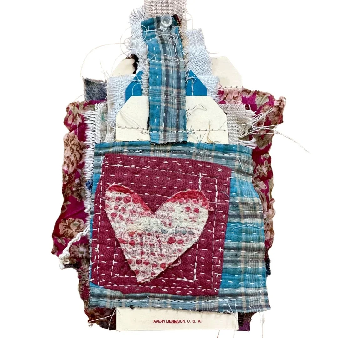 Hand-Stitched Heart Textile Flip Book by Donna Hurlbut