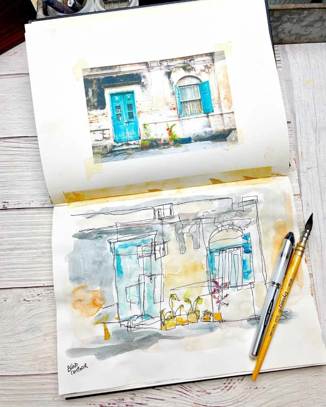 Urban Sketchbook Study with Watercolor Swatches | The 100 Day Project