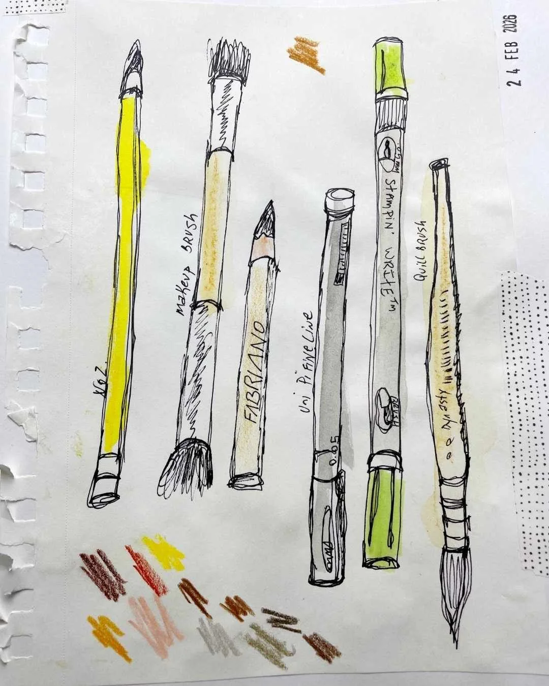 Sketching Drawing Tools: Pencil and Brush Study