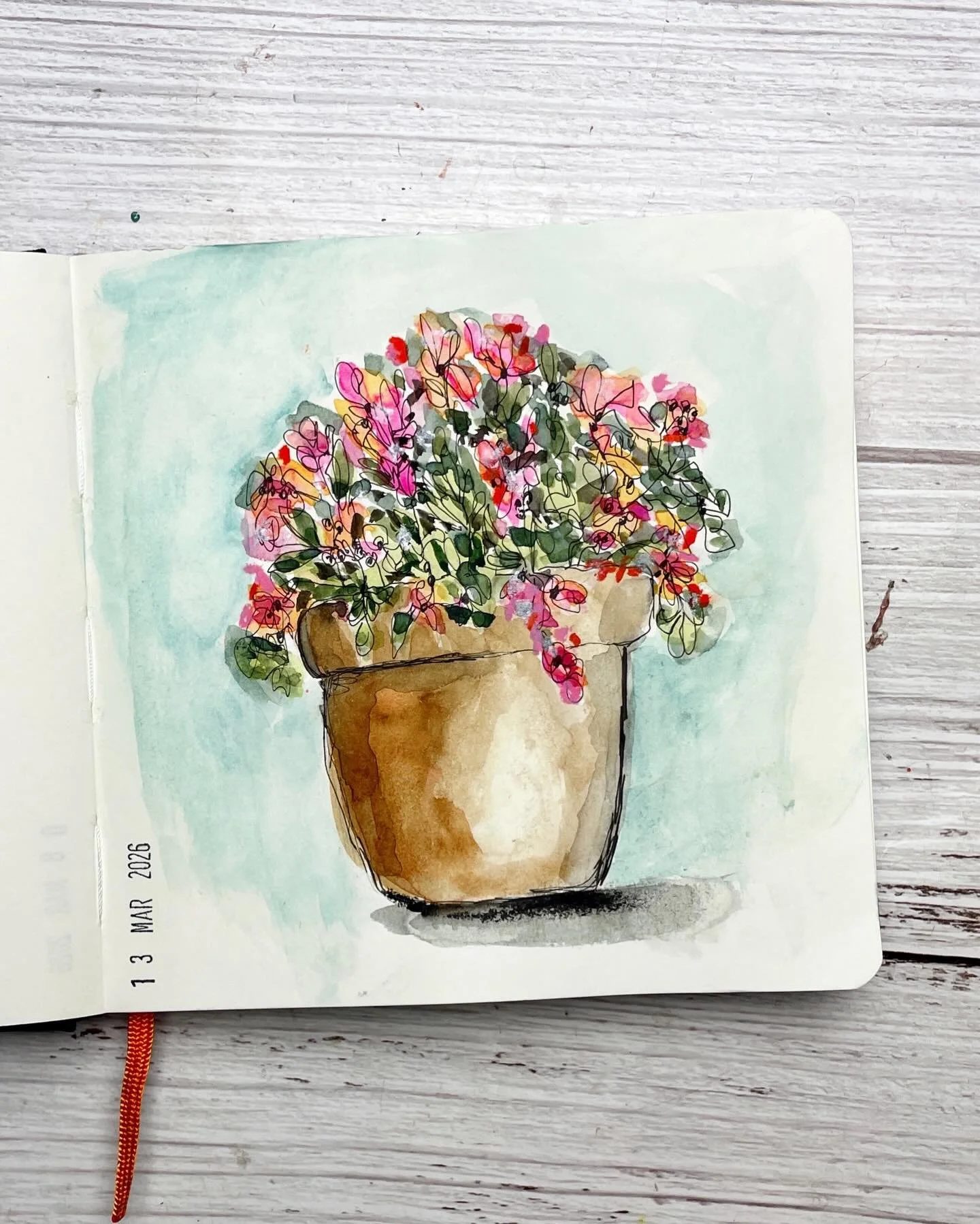 Pot of flowers&hellip;pen and watercolors.

Day 20: 100 Days of Creative Drifting: a Sketching Practice #dothe100dayproject