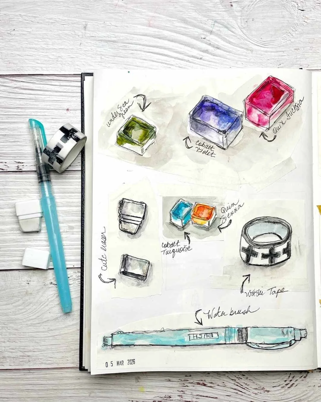 Mixed Media Color Practice With Swatches And Everyday Objects