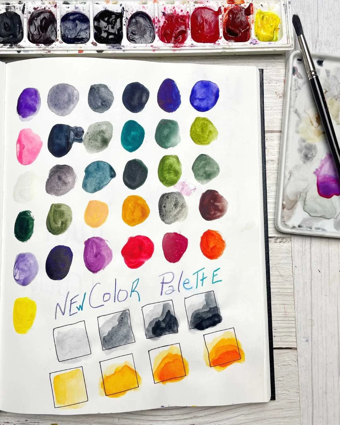 New Color Palette Study With Bright Watercolor Swatches
