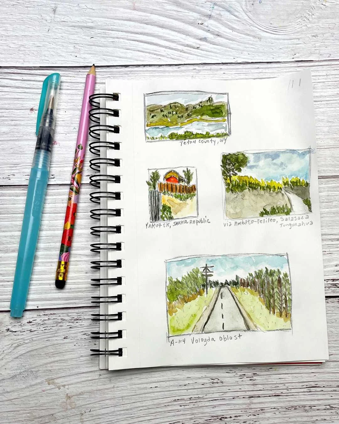 Day 22 Mini Travel Landscapes with Pencil and Watercolor