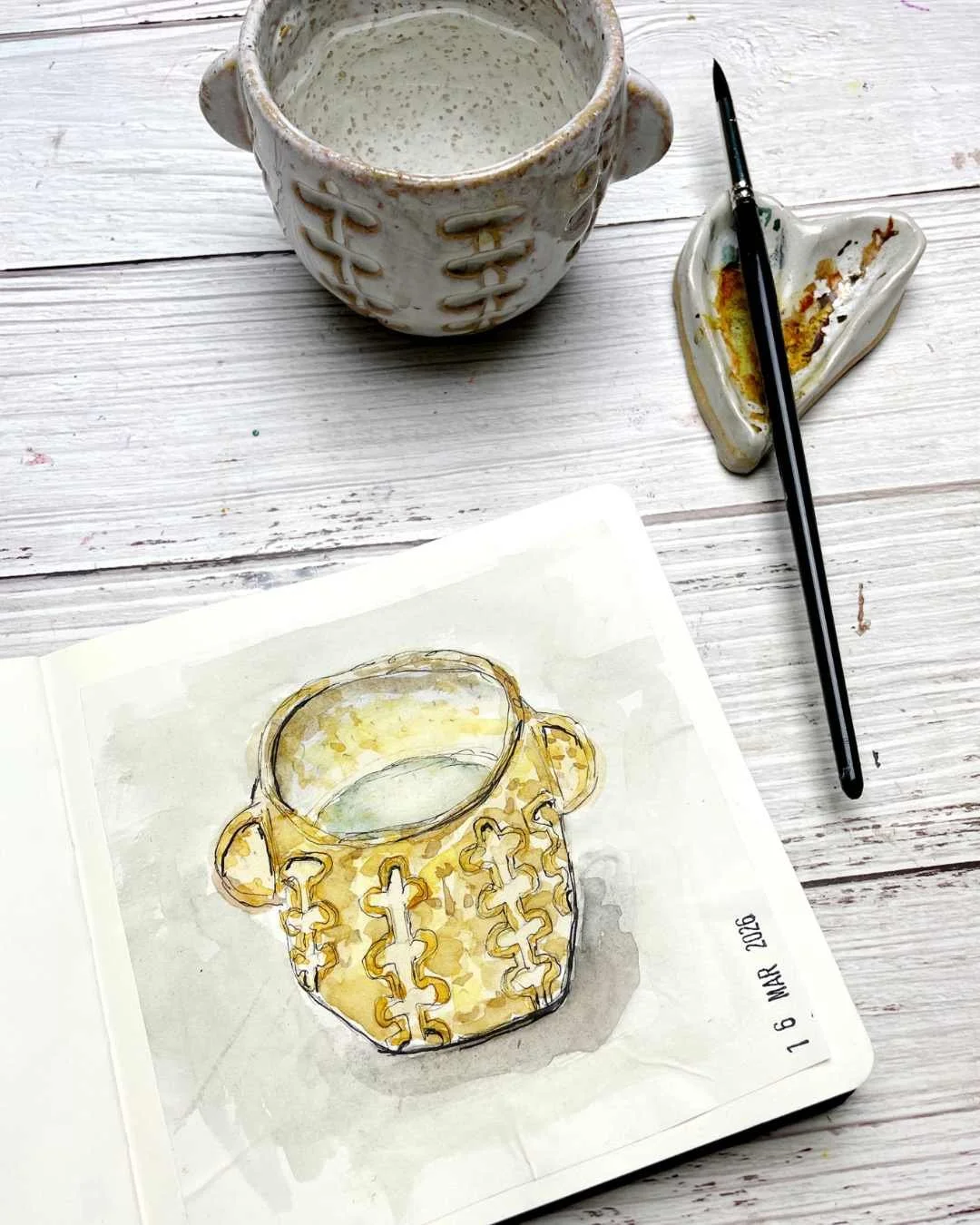 Day 23 Ceramic Cup Study with Watercolor and Ink