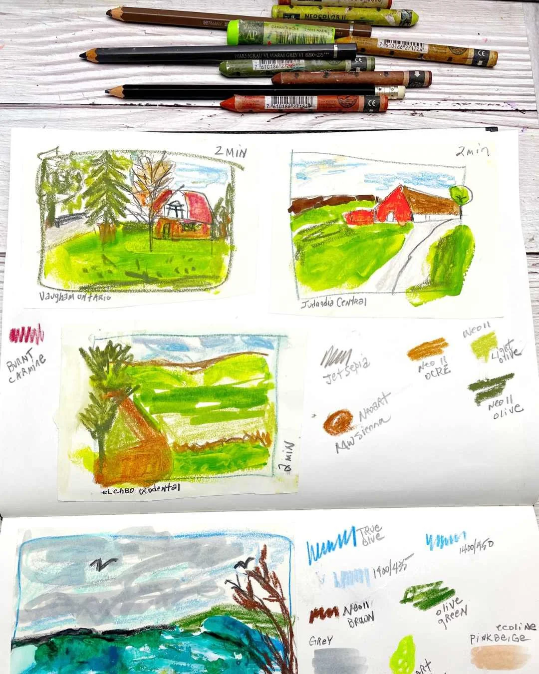 Day 26 Color Study Landscapes with Mixed Media Swatches