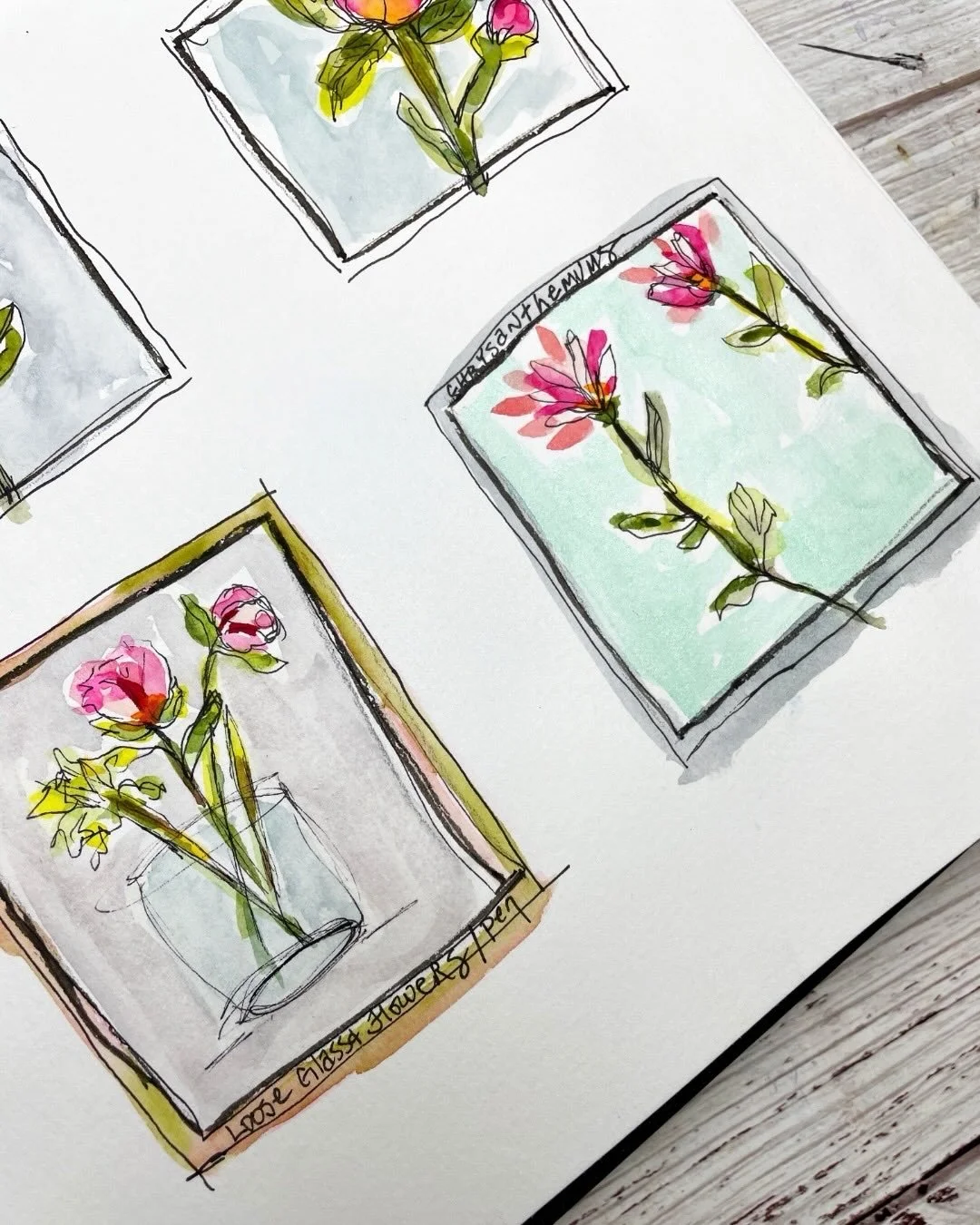 Floral thumbnails for Day 51. The last slide is from a lesson I did with @andreagarveyart. 🌹

100 Days of Creative Drifting: a Sketching Practice #dothe100dayproject #sketchbook #sketching #artjournal #mixedmedia