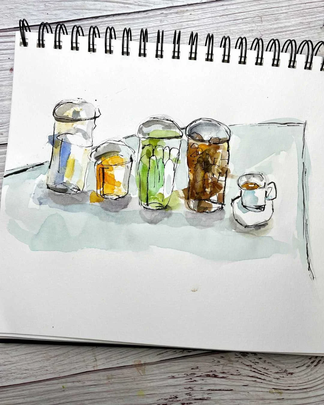 Cup and Glass Study in Watercolor Sketchbook