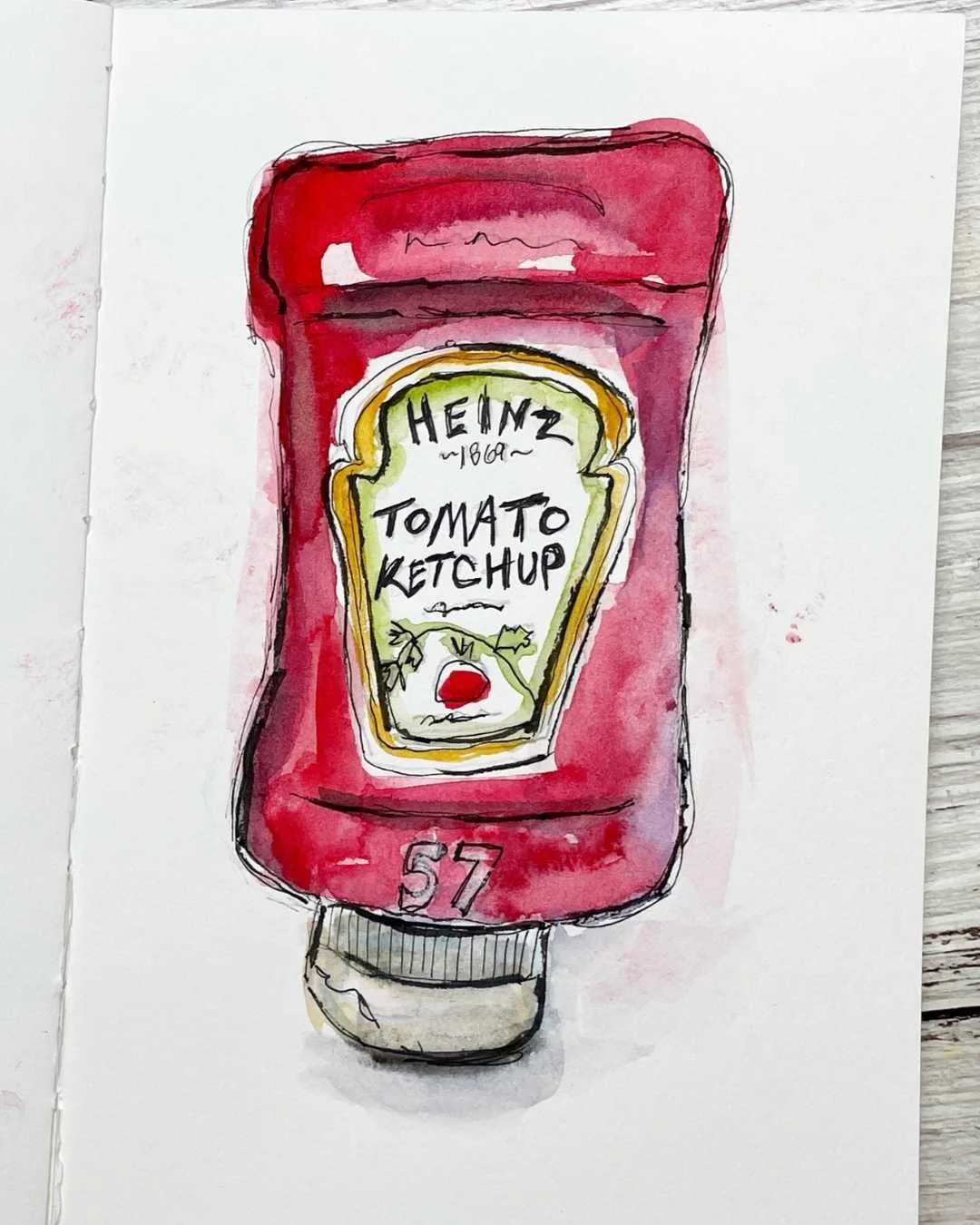 Heinz Ketchup Illustration with Loose Ink and Wash