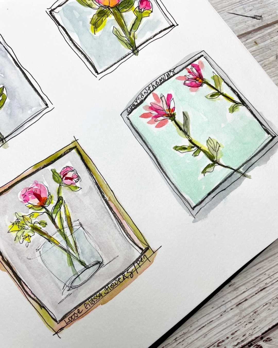 Simple Line Drawing Flowers for Beginner Sketch Practice