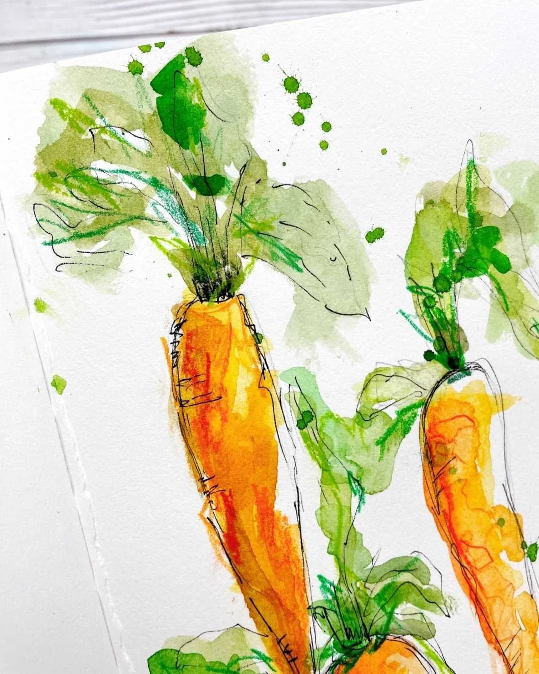Expressive Carrot Painting in Sketchbook Style