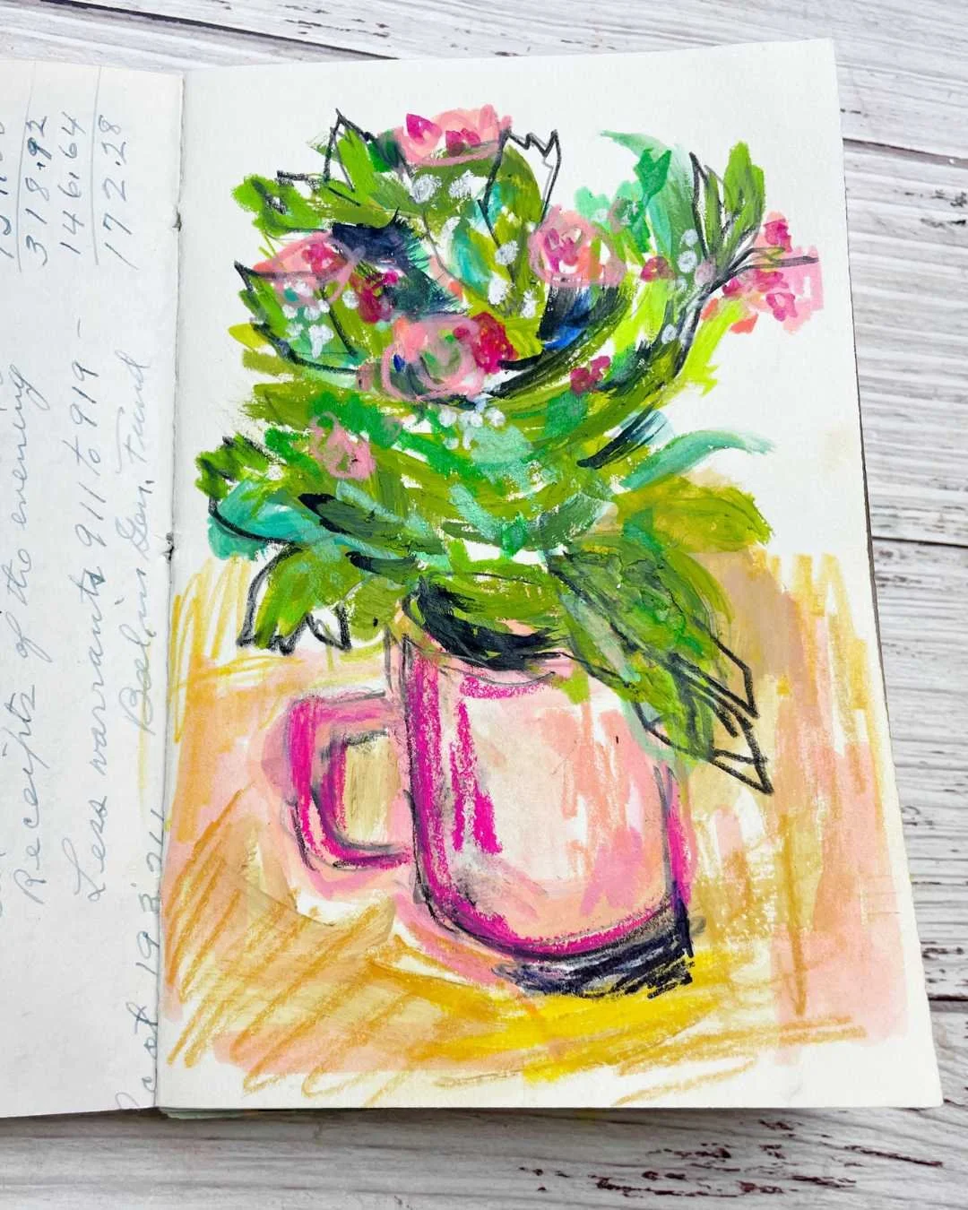 Kalanchoe Plant Study in Pink Ceramic Mug