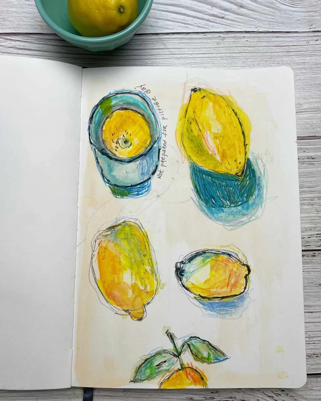 Daily Lemon Drawing Practice with Watercolor and Colored Pencil