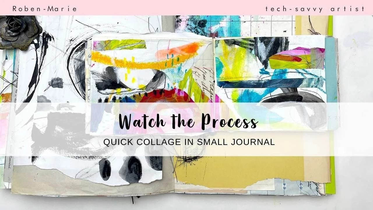 Mixed Media Collage Process in Mini Journal Demo Video