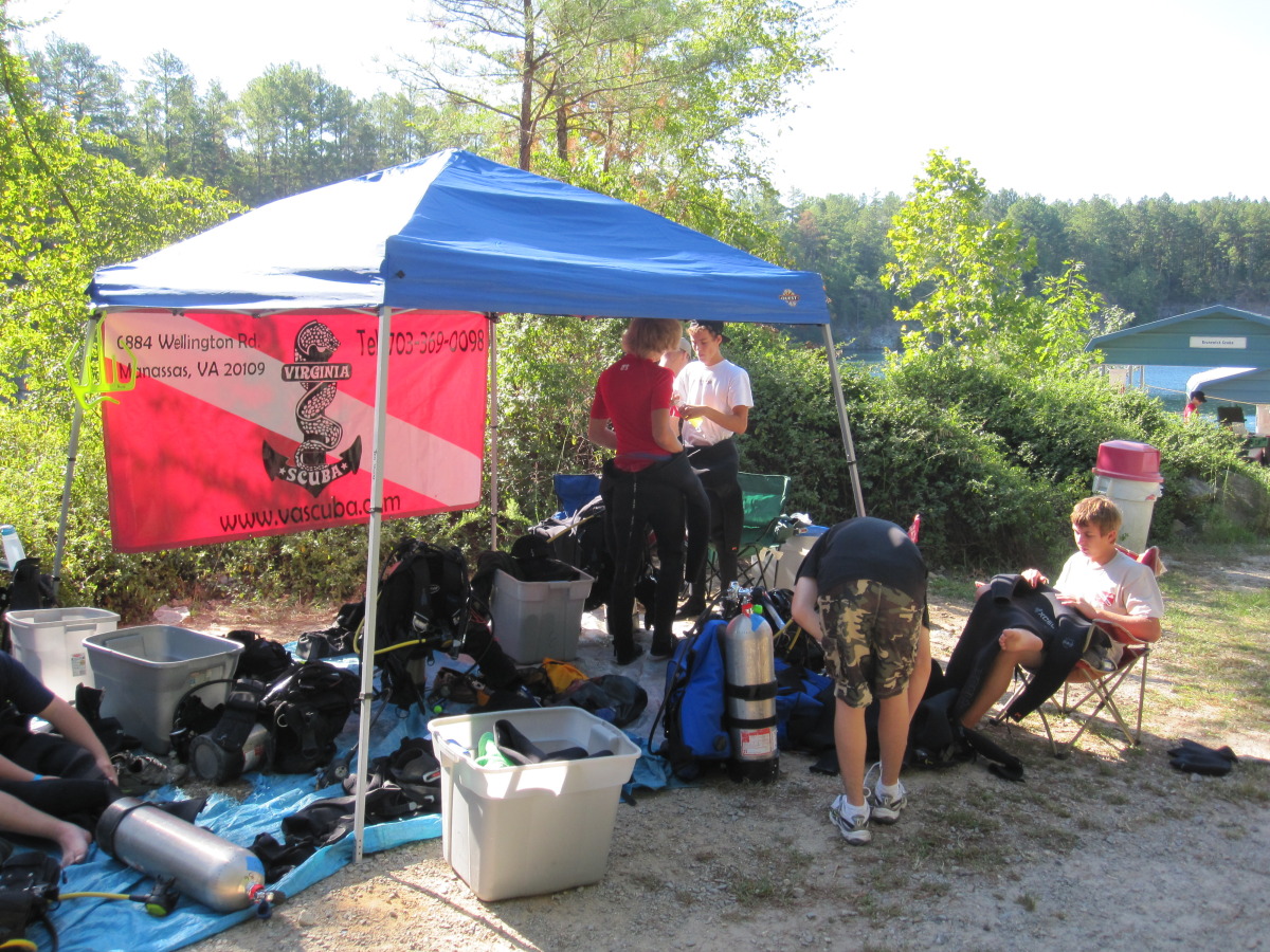 Our dive base, flying the Virginia Scuba Banner