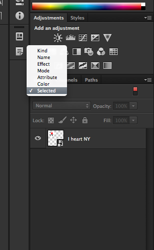 Another way to enter Isolation Mode is to use the Layers Panel's Filter pull-down menu to only show selected layers