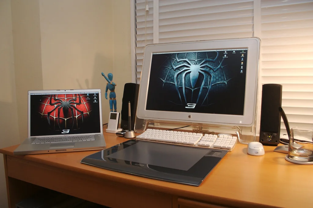 My setup, circa 2007. MacBook Pro and G5 Tower.